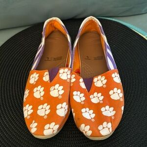 Clemson Tigers Logo Print Canvas Slip On Shoes